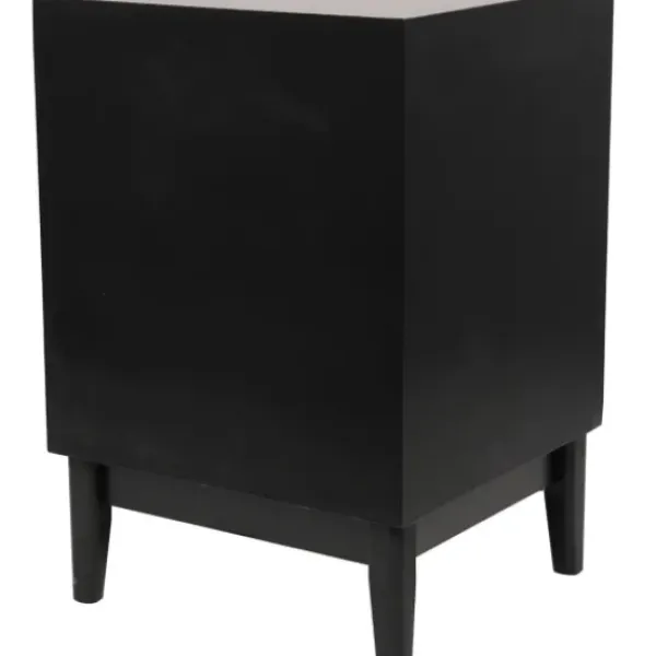 Nightstands-Kirkland's Home Wood And Natural Rattan Drawer Nightstand Black