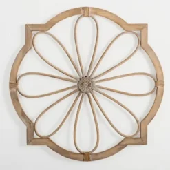 Wall Plaques-Kirkland's Home Wood And Rat Flower Wall Plaque Tan