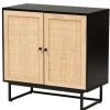 Cabinets & Sideboards-Kirkland's Home Wood And Rattan 2-Door Cabinet Black