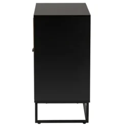 Cabinets & Sideboards-Kirkland's Home Wood And Rattan 2-Door Cabinet Black
