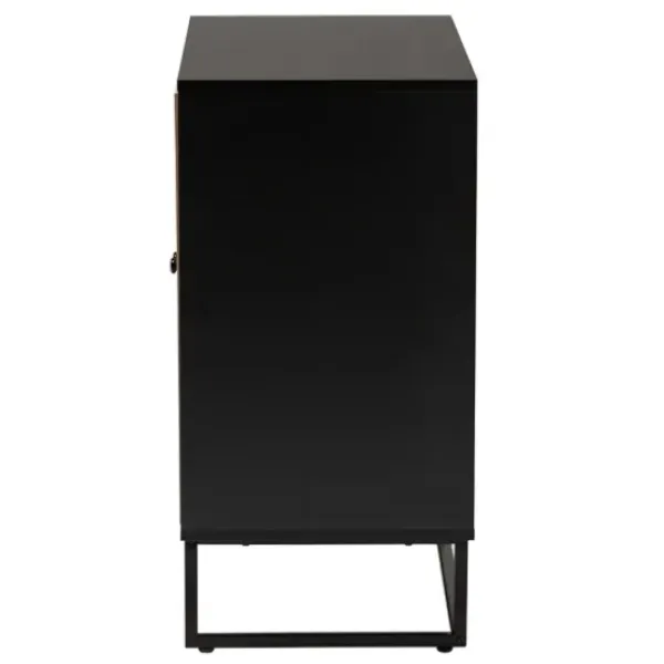 Cabinets & Sideboards-Kirkland's Home Wood And Rattan 2-Door Cabinet Black