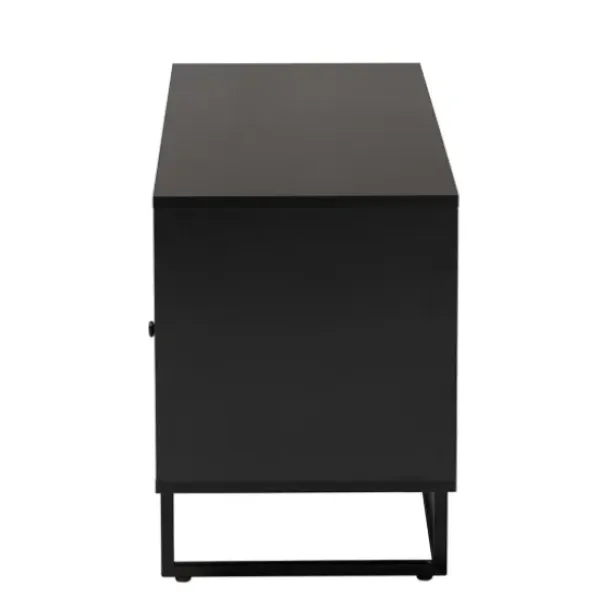Tv Stands & Media Consoles-Kirkland's Home Wood And Rattan 3-Door Tv Stand Black