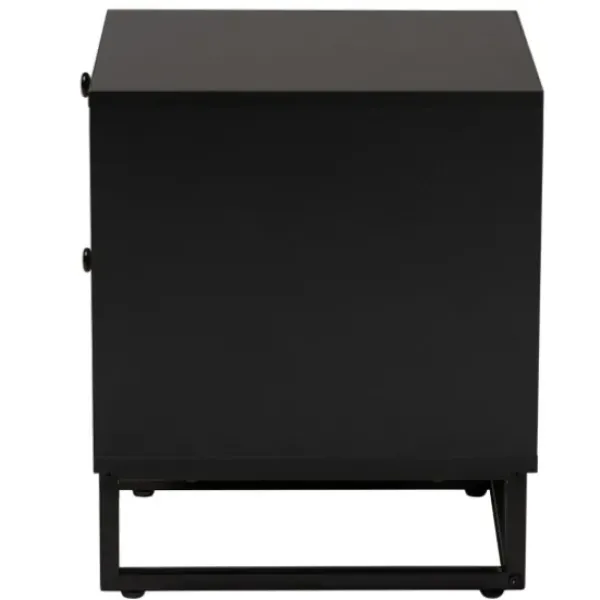 Nightstands-Kirkland's Home Wood And Rattan 2-Drawer Nightstand Black