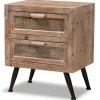 Nightstands-Kirkland's Home Wood And Rattan 2-Drawer Nightstand Brown