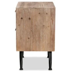 Nightstands-Kirkland's Home Wood And Rattan 2-Drawer Nightstand Brown