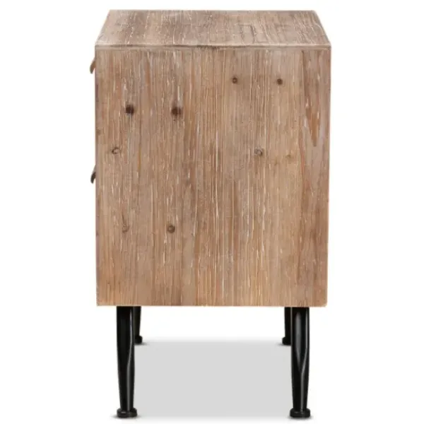 Nightstands-Kirkland's Home Wood And Rattan 2-Drawer Nightstand Brown