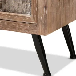 Nightstands-Kirkland's Home Wood And Rattan 2-Drawer Nightstand Brown