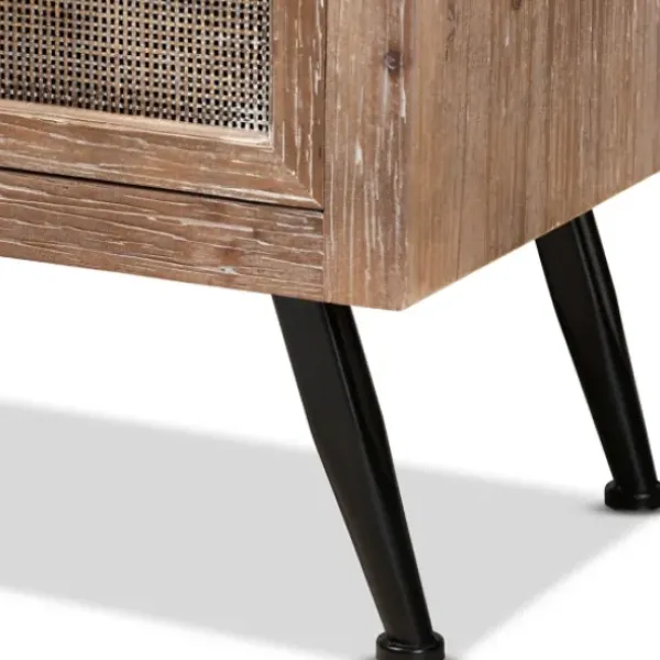 Nightstands-Kirkland's Home Wood And Rattan 2-Drawer Nightstand Brown