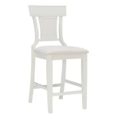 Bar Stools & Counter Height Stools-Kirkland's Home Wood And Rattan Upholstered Counter Stool White