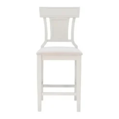 Bar Stools & Counter Height Stools-Kirkland's Home Wood And Rattan Upholstered Counter Stool White