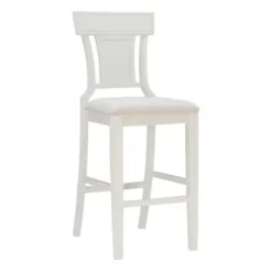 Bar Stools & Counter Height Stools-Kirkland's Home Wood And Rattan Upholstered Bar Stool White