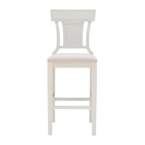 Bar Stools & Counter Height Stools-Kirkland's Home Wood And Rattan Upholstered Bar Stool White