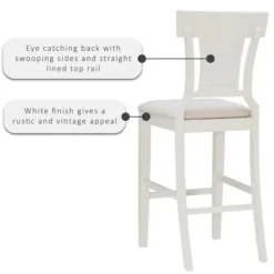 Bar Stools & Counter Height Stools-Kirkland's Home Wood And Rattan Upholstered Bar Stool White