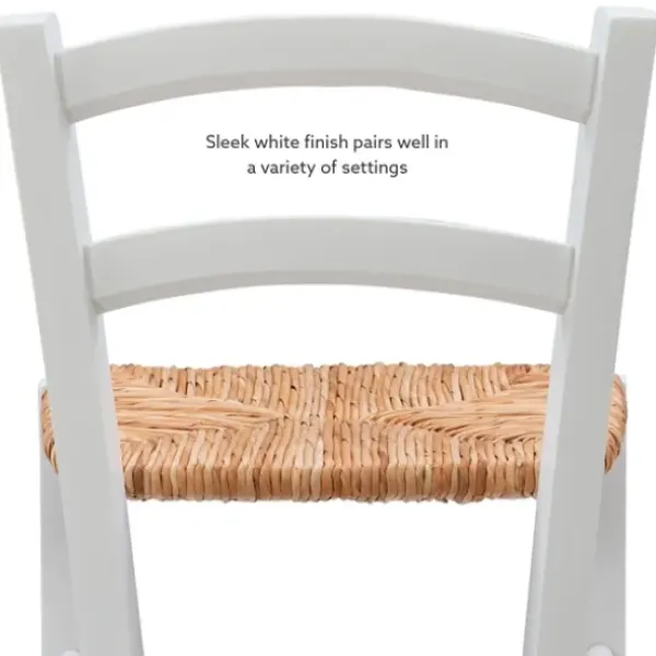 Bar Stools & Counter Height Stools-Kirkland's Home Wood And Seagrass Counter Stools, Set Of 2 White