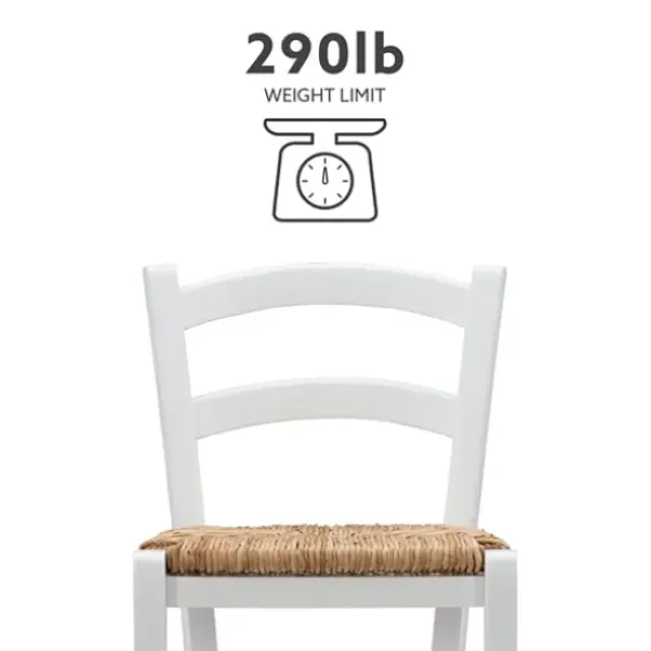 Bar Stools & Counter Height Stools-Kirkland's Home Wood And Seagrass Counter Stools, Set Of 2 White