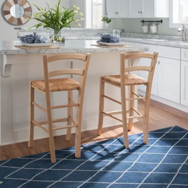 Bar Stools & Counter Height Stools-Kirkland's Home Wood And Seagrass Counter Stools, Set Of 2 Brown