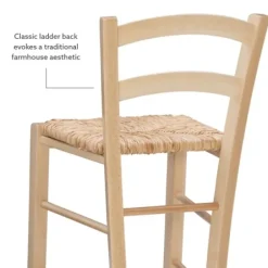 Bar Stools & Counter Height Stools-Kirkland's Home Wood And Seagrass Counter Stools, Set Of 2 Brown