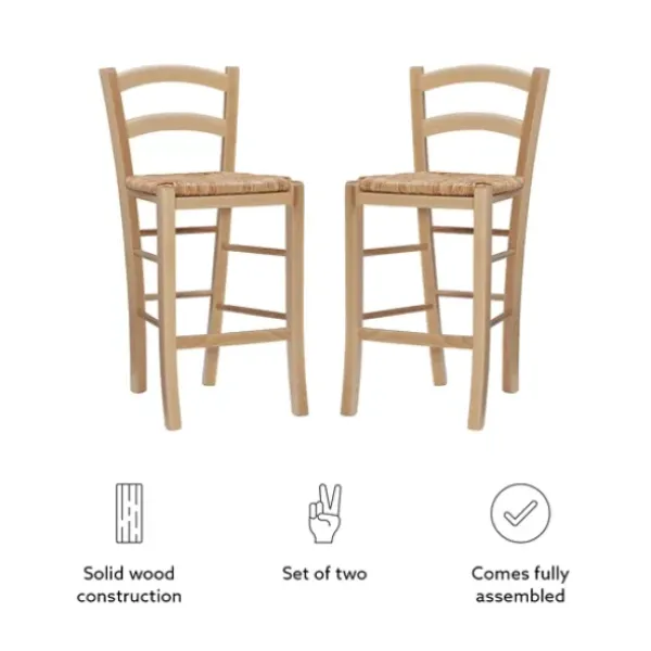 Bar Stools & Counter Height Stools-Kirkland's Home Wood And Seagrass Counter Stools, Set Of 2 Brown