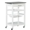 Kitchen Islands & Bar Carts-Kirkland's Home Wood And Stainless Steel Kitchen Cart White