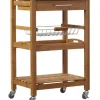 Kitchen Islands & Bar Carts-Kirkland's Home Wood And Stainless Steel 3-Tier Kitchen Cart Brown/Silver