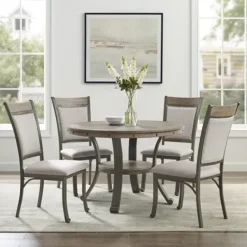 Dining Sets-Kirkland's Home Wood And Upholstered Chairs 5-Pc. Dining Set Gray