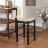 Bar Stools & Counter Height Stools-Kirkland's Home Wood And Woven Rush Counter Stool Black