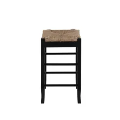 Bar Stools & Counter Height Stools-Kirkland's Home Wood And Woven Rush Counter Stool Black