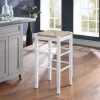 Bar Stools & Counter Height Stools-Kirkland's Home Wood And Woven Rush Square Bar Stool White
