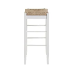 Bar Stools & Counter Height Stools-Kirkland's Home Wood And Woven Rush Square Bar Stool White