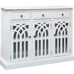 Cabinets & Sideboards-Kirkland's Home Wood Arches 3-Door Cabinet White