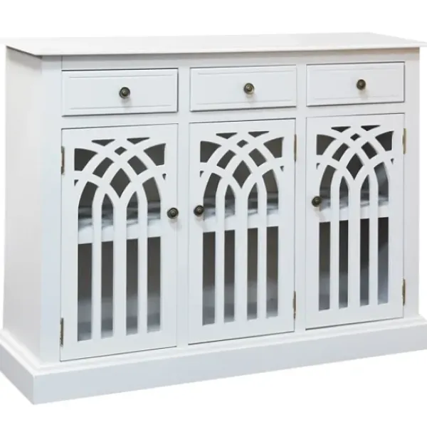 Cabinets & Sideboards-Kirkland's Home Wood Arches 3-Door Cabinet White
