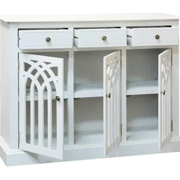 Cabinets & Sideboards-Kirkland's Home Wood Arches 3-Door Cabinet White