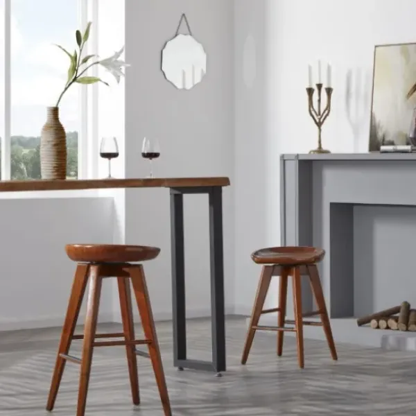 Bar Stools & Counter Height Stools-Kirkland's Home Wood Backless Swivel Counter Stool Brown