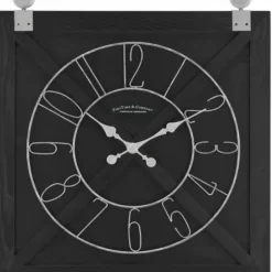 Clocks-Kirkland's Home Wood Barn Door Clock Black