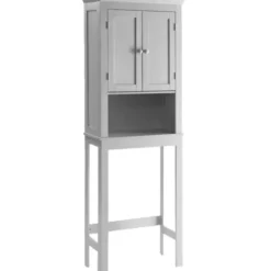 Bathroom Furniture-Kirkland's Home Wood Bathroom Storage Cabinet Gray
