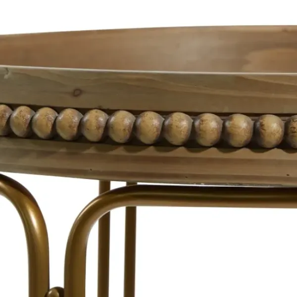 Accent & End Tables-Kirkland's Home Wood Beaded Nesting Side Tables, Set Of 2 Brown