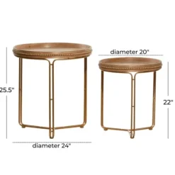 Accent & End Tables-Kirkland's Home Wood Beaded Nesting Side Tables, Set Of 2 Brown
