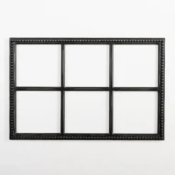 Wall Plaques-Kirkland's Home Wood Beaded 6-Pane Window Wall Plaque Black