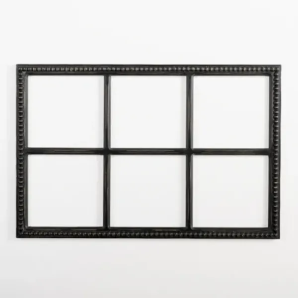 Wall Plaques-Kirkland's Home Wood Beaded 6-Pane Window Wall Plaque Black