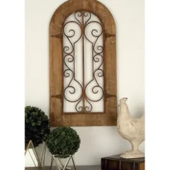 Wall Plaques-Kirkland's Home Wood Black Metal Scrollwork Wall Plaque Brown