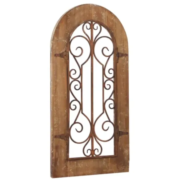 Wall Plaques-Kirkland's Home Wood Black Metal Scrollwork Wall Plaque Brown