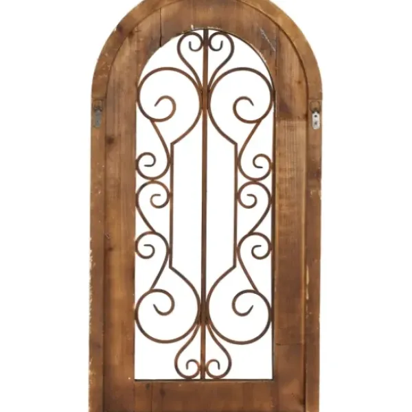 Wall Plaques-Kirkland's Home Wood Black Metal Scrollwork Wall Plaque Brown