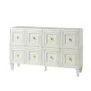 Cabinets & Sideboards-Kirkland's Home Wood Block Patterned 4-Door Sideboard White