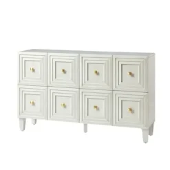 Cabinets & Sideboards-Kirkland's Home Wood Block Patterned 4-Door Sideboard White