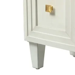 Cabinets & Sideboards-Kirkland's Home Wood Block Patterned 4-Door Sideboard White