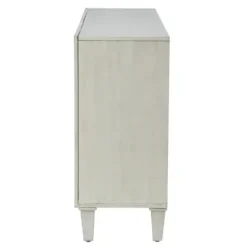 Cabinets & Sideboards-Kirkland's Home Wood Block Patterned 4-Door Sideboard White