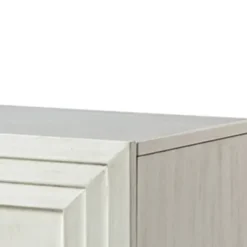 Cabinets & Sideboards-Kirkland's Home Wood Block Patterned 4-Door Sideboard White