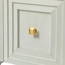 Cabinets & Sideboards-Kirkland's Home Wood Block Patterned 4-Door Sideboard White