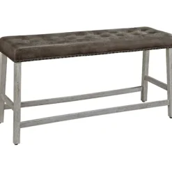 Dining Chairs-Kirkland's Home Wood Button Tufted Upholstered Dining Bench White