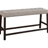 Dining Chairs-Kirkland's Home Wood Button Tufted Upholstered Dining Bench Brown
